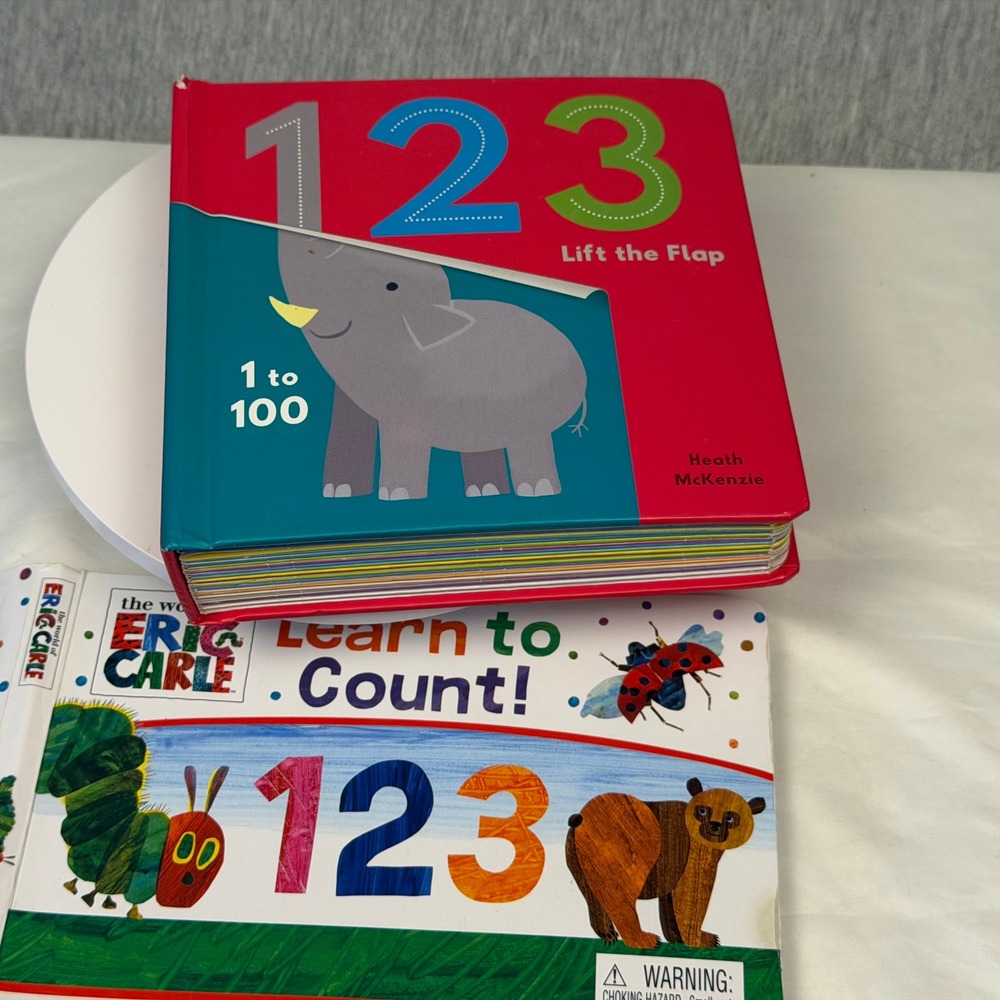 Heath McKenzie 123 Lift the Flap 1 to 100 & Eric Carle Learn to Count Book Lot